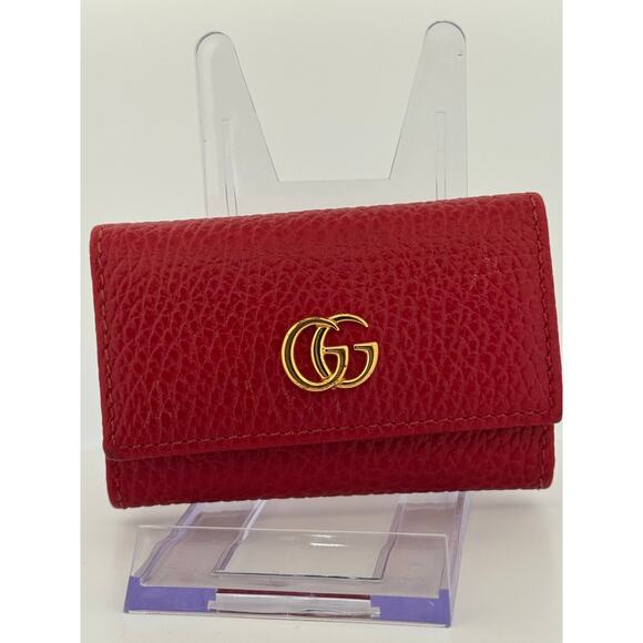 🔴 Gucci GG Marmont 6-Hook Key Case – Red Pebbled Leather - Picture 3 of 8